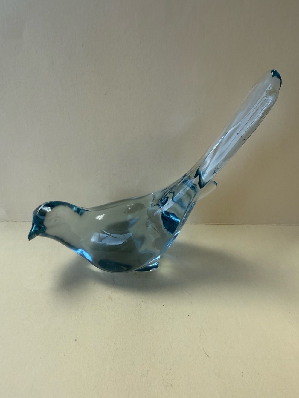 Vintage Fenton Art Glass Light Blue Bird Of Happiness Figurine Longtail.
